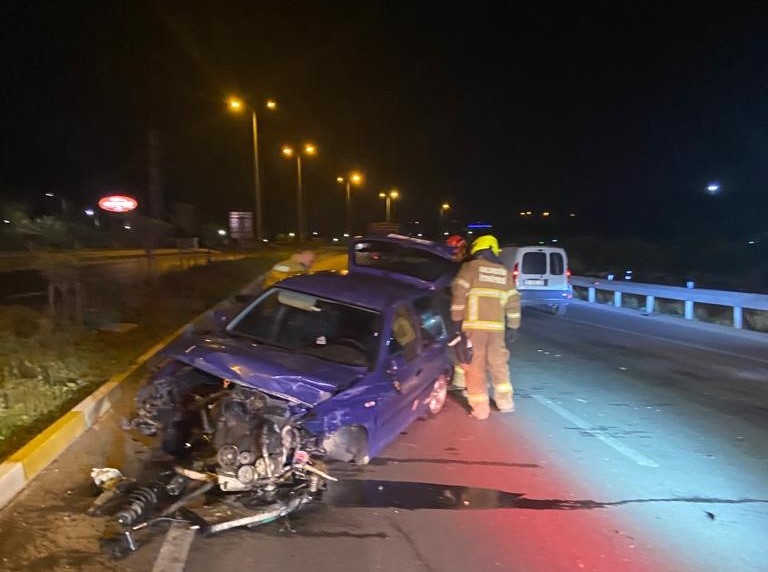 Viraja hızlı girince kaza yaptı