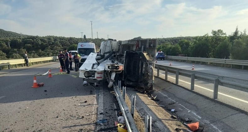Beton mikseri devrildi: 1 ölü, 1 yaralı