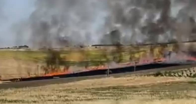 Adıyaman’da 40 dönümlük buğday tarlası yandı