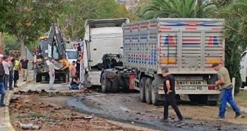 Erdek’te orta refüjü aşan tır karşı şeride geçti, sürücü yaralandı