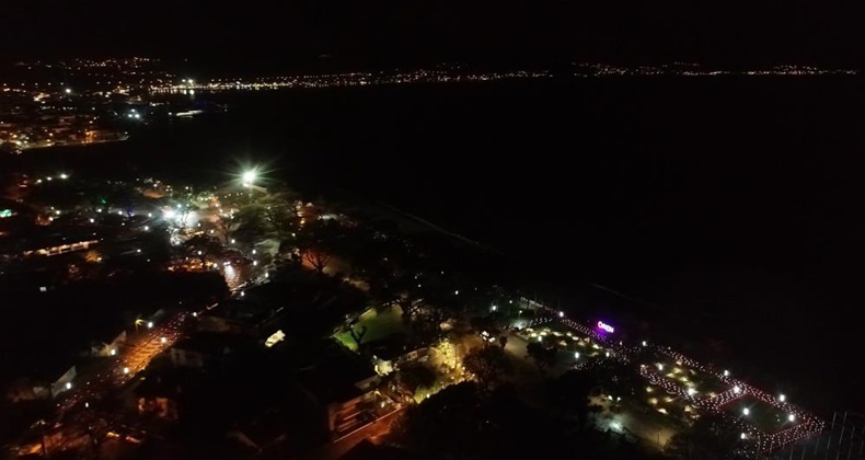 En uzun gecede Balıkesir dron ile görüntülendi