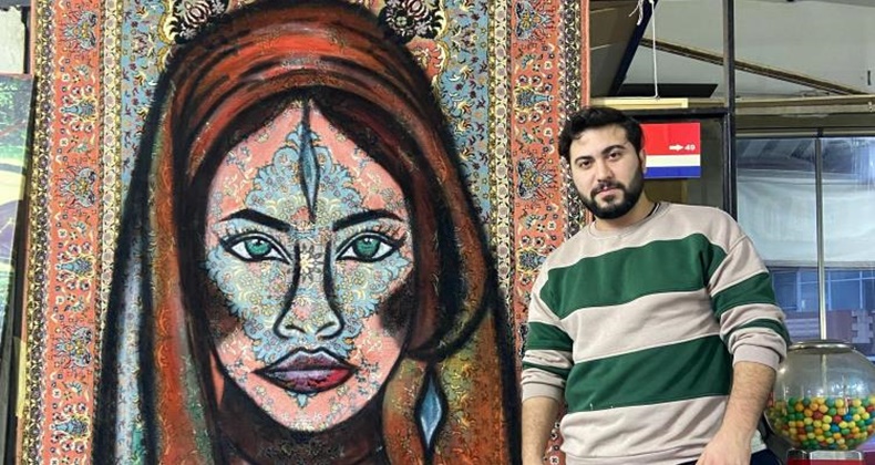 Bandırma’da sprey boya ile eski halılar sanata dönüşüyor
