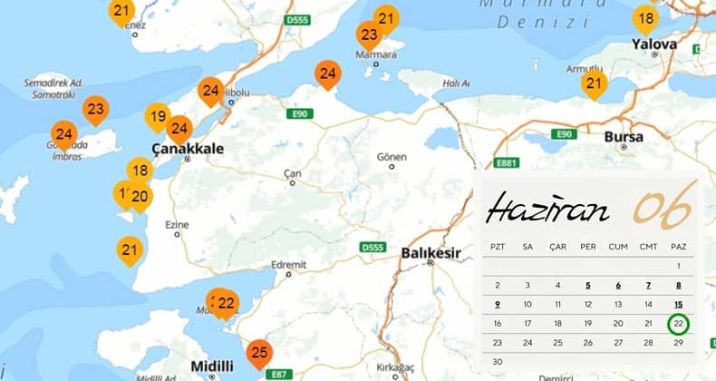 22 Haziran'da Balıkesir Kıyılarında Deniz Suyu Sıcaklıkları 21-22,5°C Aralığında