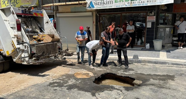 Erdek’te yeni yapılan yol çöktü