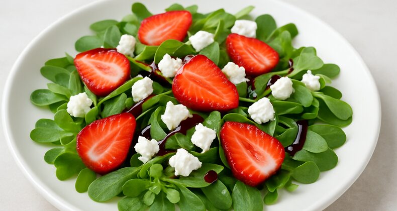 Yaz Sofralarının Serinletici Gözdesi: Semizotlu Çilekli Yaz Salatası