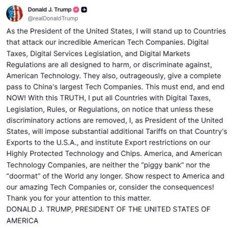 Trump’tan dijital vergi uygulayan ülkelere "Vergi ve kısıtlama tehdidi"