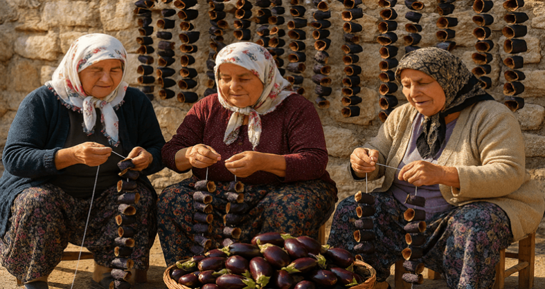Balıkesirli Kadınlar “Patlıcan Nasıl Kurutulur” Sorusunu Cevapladı