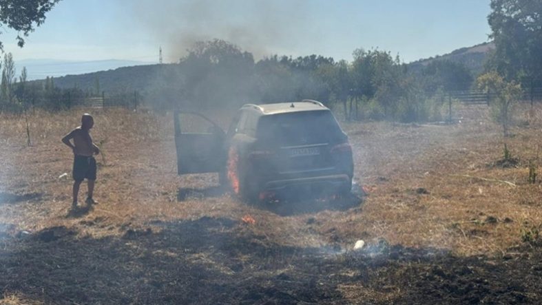 Erdek'te anız yangını çevreye sıçradı Ağaçlar ve otomobil zarar gördü