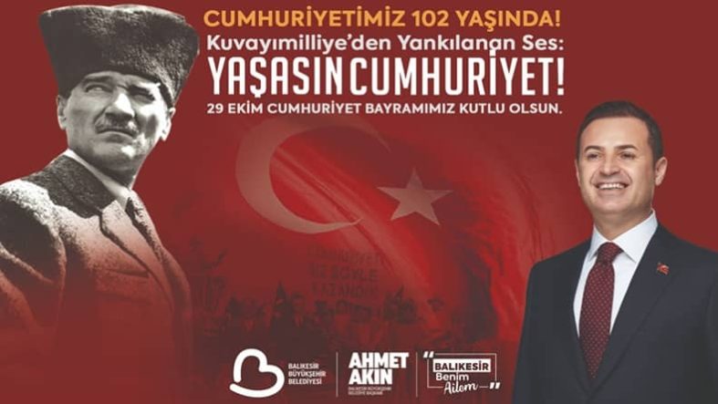Başkan Akın’dan 29 Ekim Cumhuriyet Bayramı Mesajı