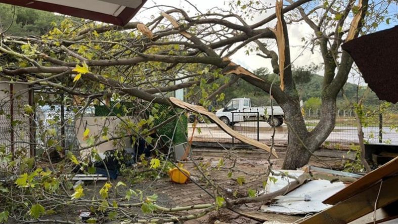 Hortum ve yıldırım Havran'da hasara yol açtı