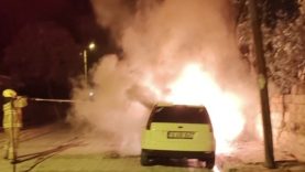 Manyas’ta park halindeki araç alev alev yandı