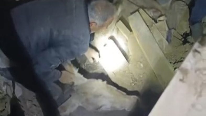 SINDIRGI'DA ENKAZ ALTINDA KALAN EŞEK CANLI KURTARILDI
