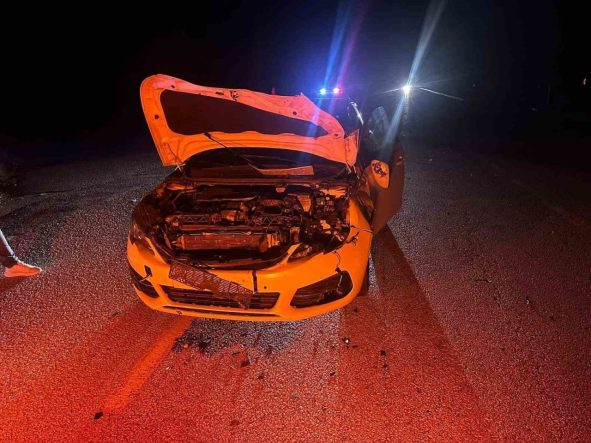 Çorum’da otomobil yola çıkan danaya çarptı: 2 yaralı