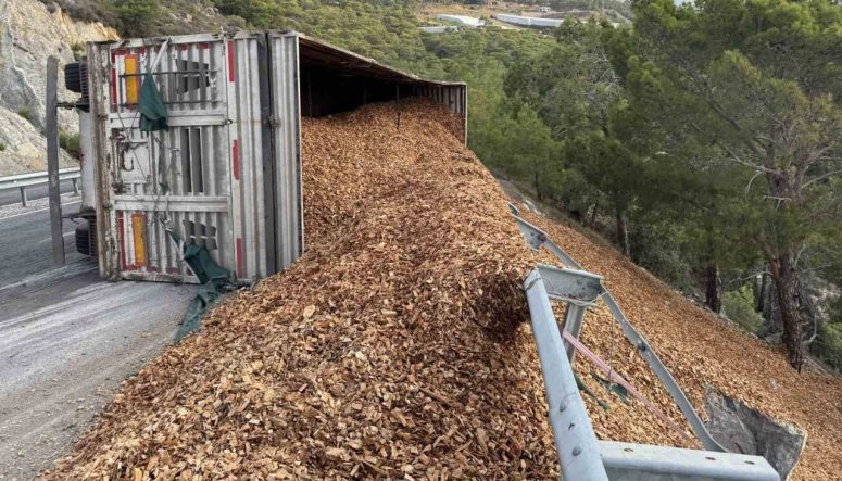 Tır devrildi, sürücü hafif yaralandı