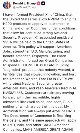 Trump’tan Çin’e çip satışına şartlı izin açıklaması: "Başkan Xi’ye bildirdim ve olumlu karşıladı"