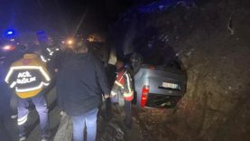 Kazdağları yolunda otomobil takla attı