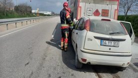 Bandırma’da tanker otomobille çarpıştı 2 yaralı
