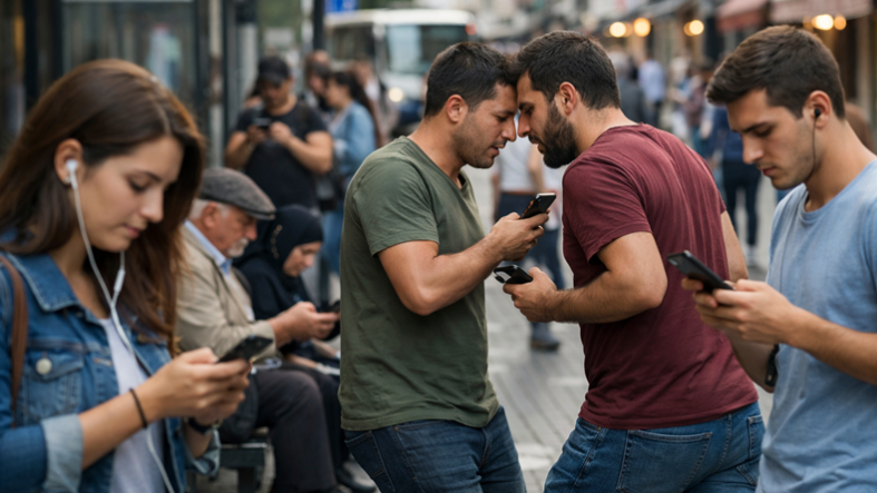 Balıkesir’de Yeni Alışkanlık Dikkat Çekiyor Sokakta Telefon Kullanımı Artıyor