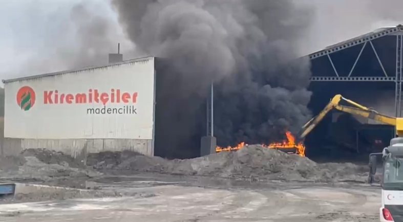 Edirne’de eylemin sürdüğü maden tesisinde yangın çıktı
