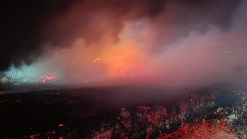 Burhaniye’de saman yangını 4 saat de söndürüldü