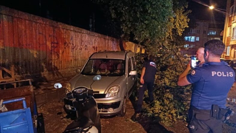 Erdek'te fırtına ve dolu yağışı Ağaçlar devrildi, çatılar uçtu (1)