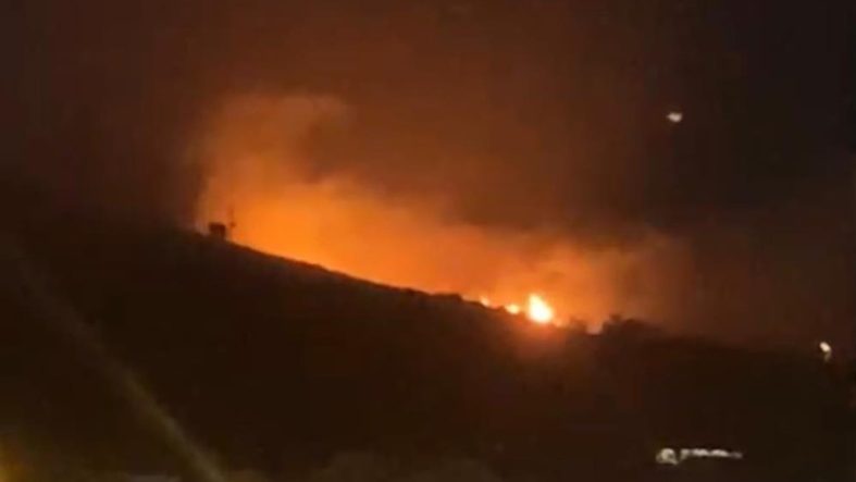 Erdek'te yüksek gerilim hattına yıldırım düşmesi sonucu yangın çıktı