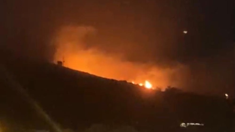 Erdek’te yüksek gerilim hattına yıldırım düşmesi sonucu yangın çıktı