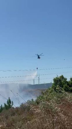 Karacabey’de engebeli arazide yangın