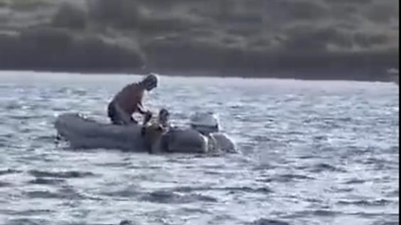 Ayvalık'ta can pazarı...Akıntıya kapılan tatilci şişme botla kurtarıldı