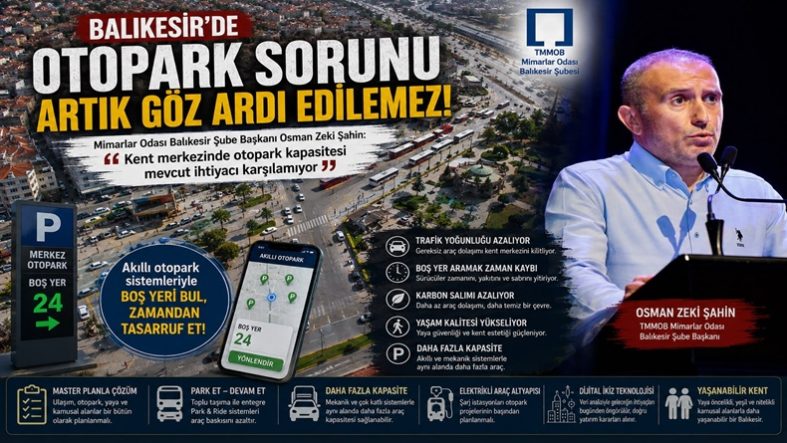 Balıkesir’de Otopark Krizi Büyüyor Mimarlar Odası’ndan Akıllı Çözüm Çağrısı