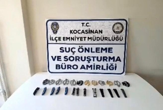 Kayseri’de yasaklı bıçak operasyonu: Çok sayıda sustalı ve muşta ele geçirildi