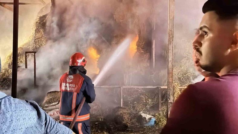Samanlık alev alev yandı, 4 kişi dumandan etkilendi